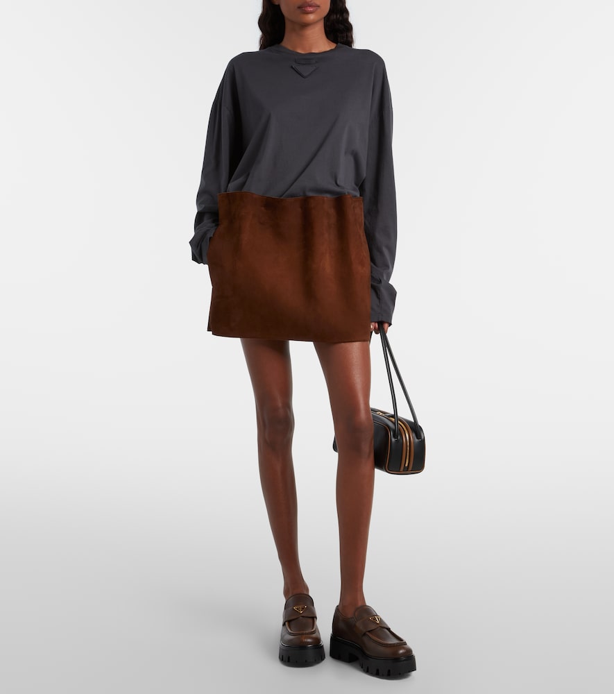 Prada Logo leather platform loafers in Brown - Loafers