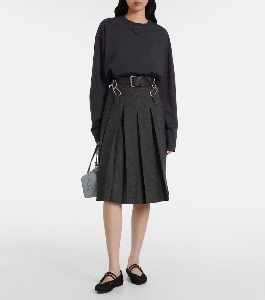 Black Prada Logo leather-trimmed mesh ballet flats - Ballerina Flats