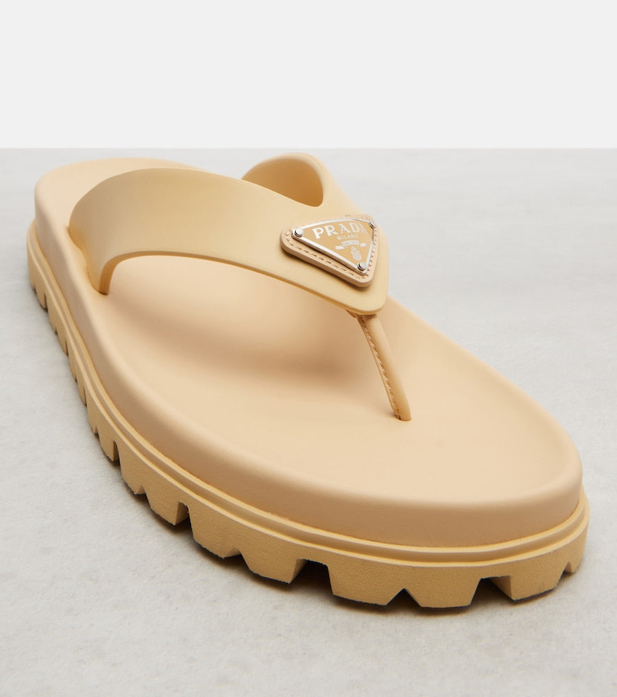 Prada Logo thong sandals (Beige) - Flat Sandals