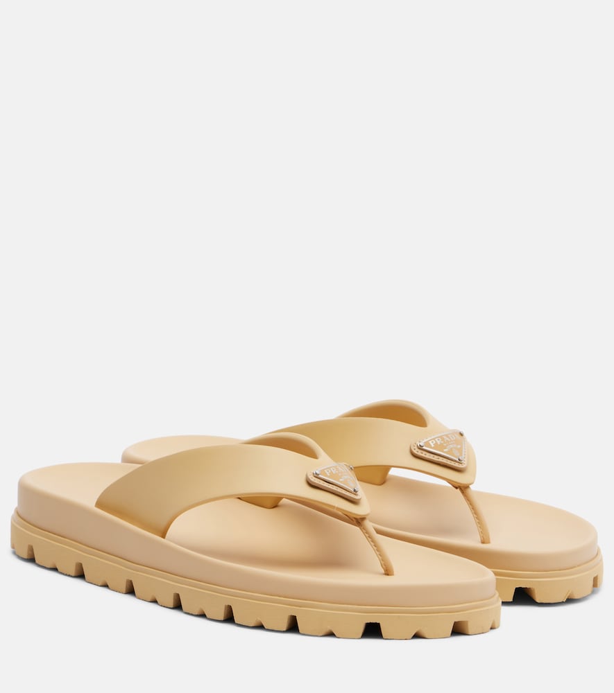 Prada Logo thong sandals (Beige) - Flat Sandals