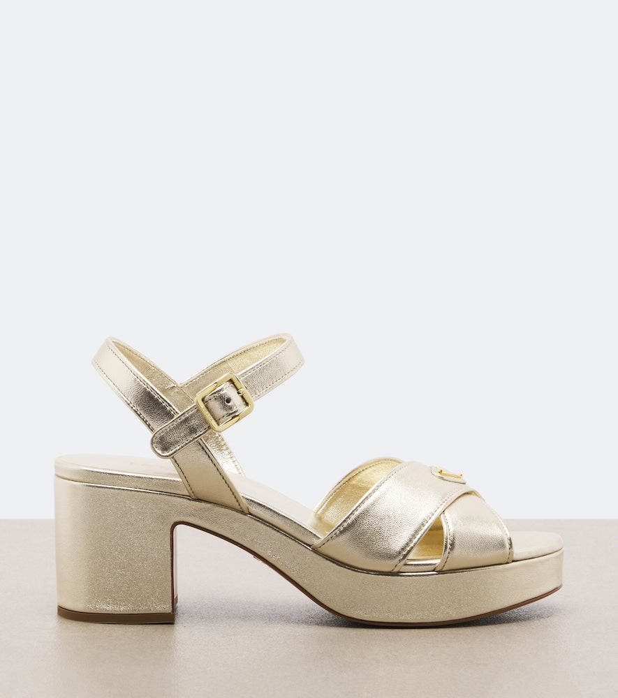Prada Metallic leather platform sandals in Gold - Mid Heels