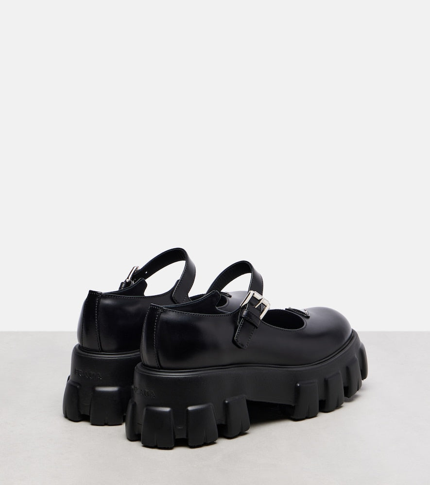 Prada Monolith leather Mary Jane flats - Black Ballerina Flats