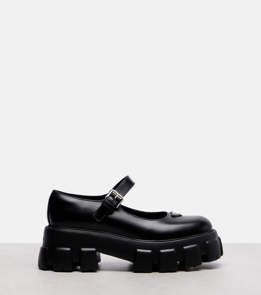 Prada Monolith leather Mary Jane flats - Black Ballerina Flats