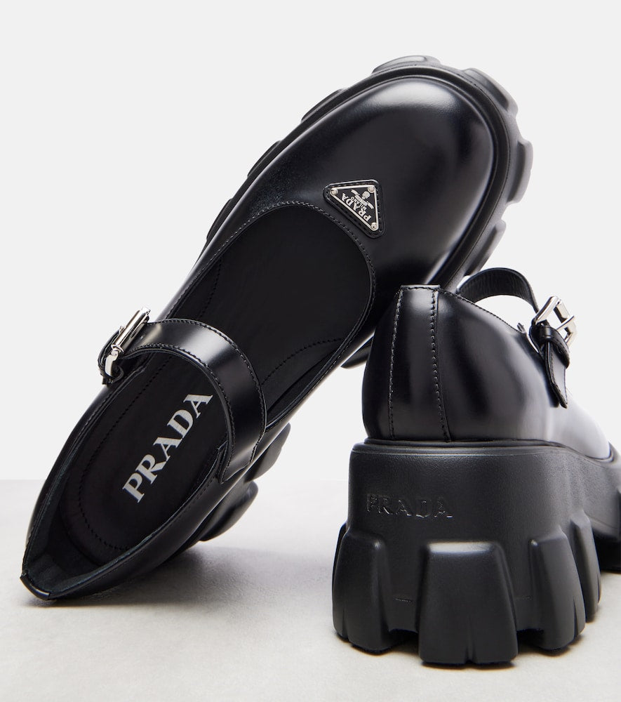 Prada Monolith leather Mary Jane flats - Black Ballerina Flats