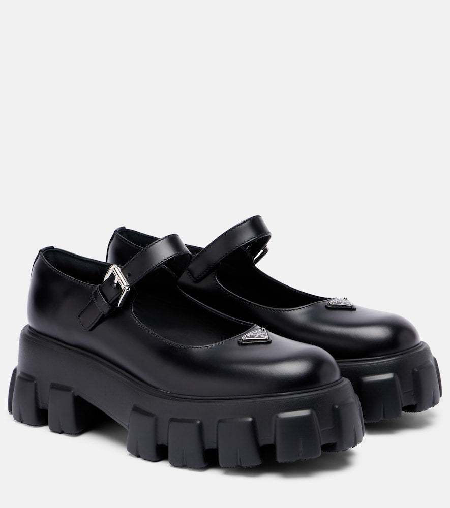 Prada Monolith leather Mary Jane flats - Black Ballerina Flats