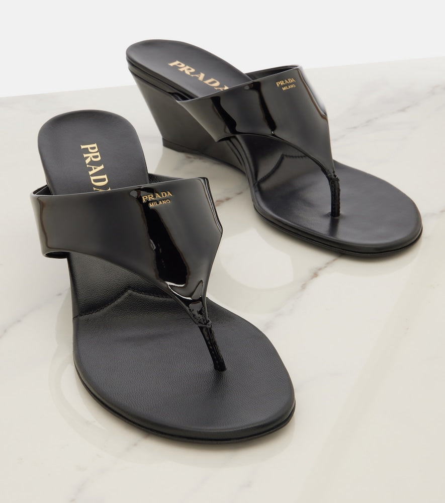 Prada Patent leather thong sandals - Black Heeled Sandals