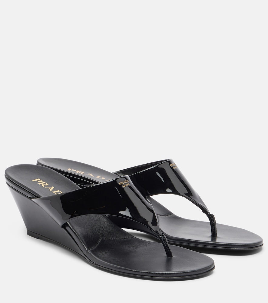 Prada Patent leather thong sandals - Black Heeled Sandals