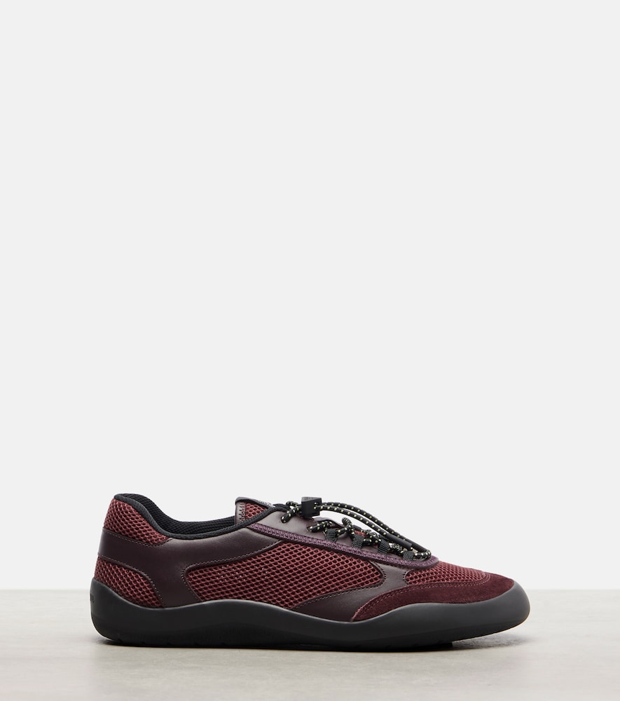 Prada Speedrock leather-trimmed sneakers in Burgundy - Low-Top Sneakers