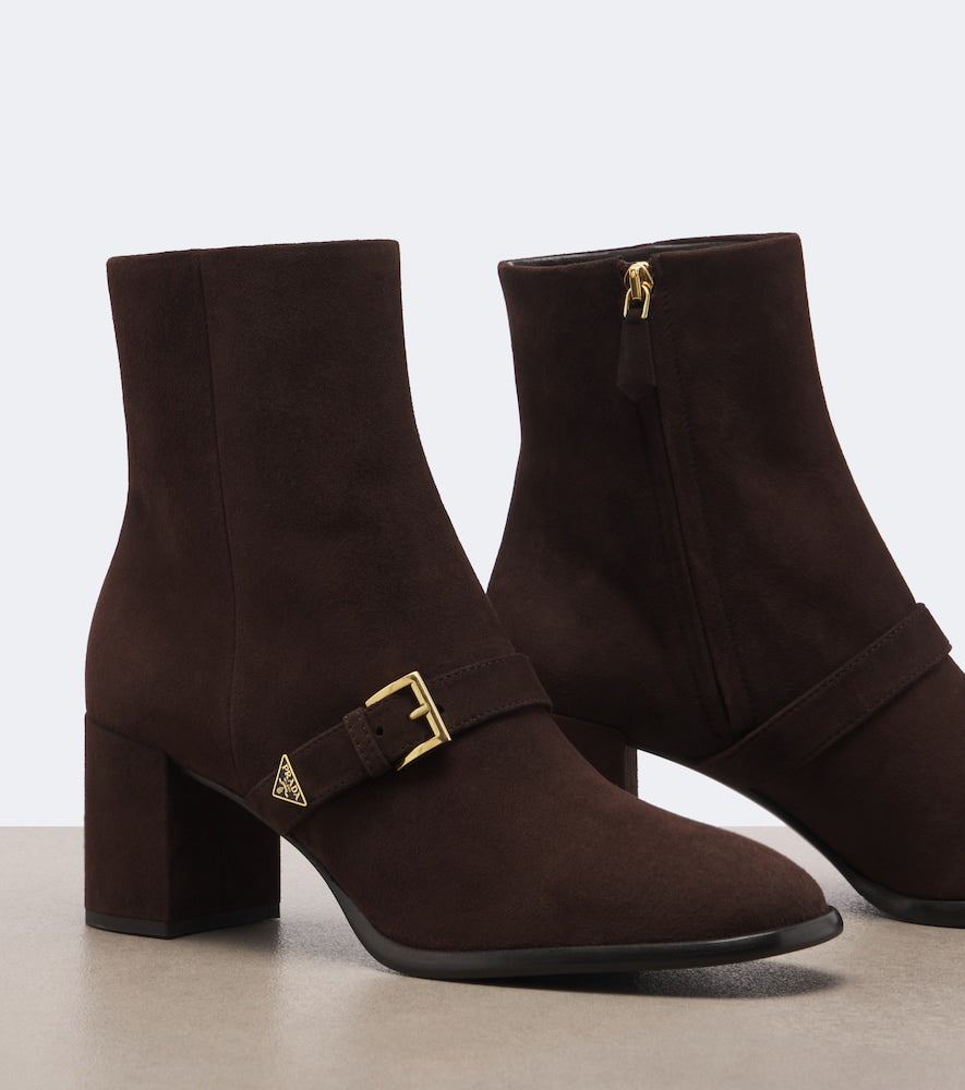 Prada Suede ankle boots - Brown Mid Heels