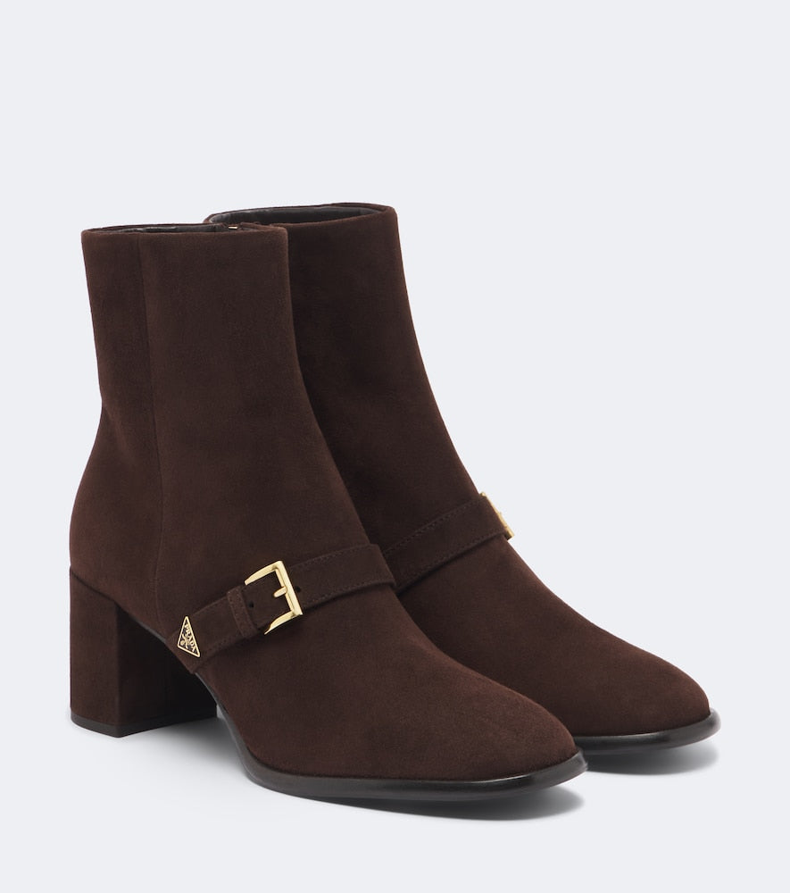 Prada Suede ankle boots - Brown Mid Heels