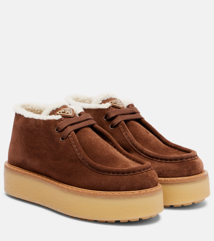Prada Suede platform desert boots - Brown Flat Boots