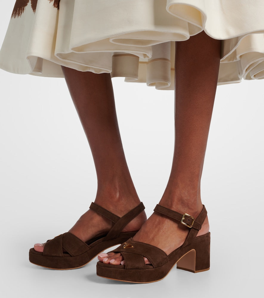 Prada Suede platform sandals - Brown Heeled Sandals