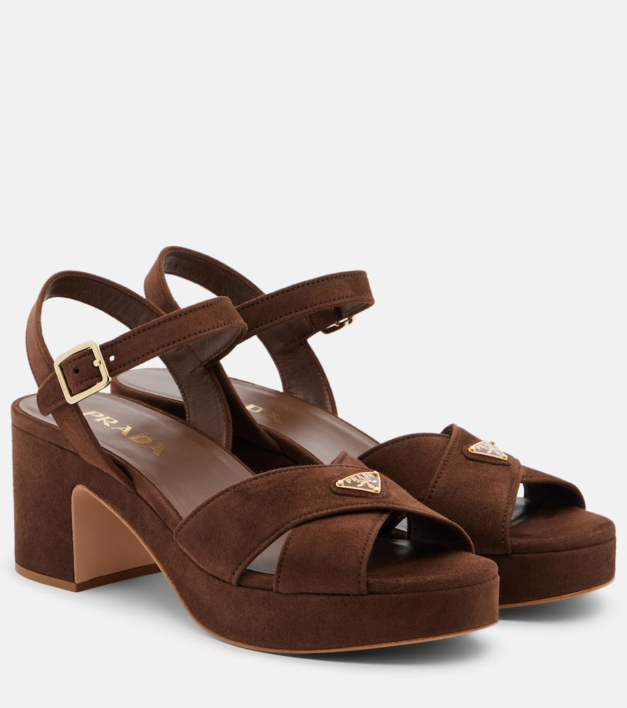 Prada Suede platform sandals - Brown Heeled Sandals