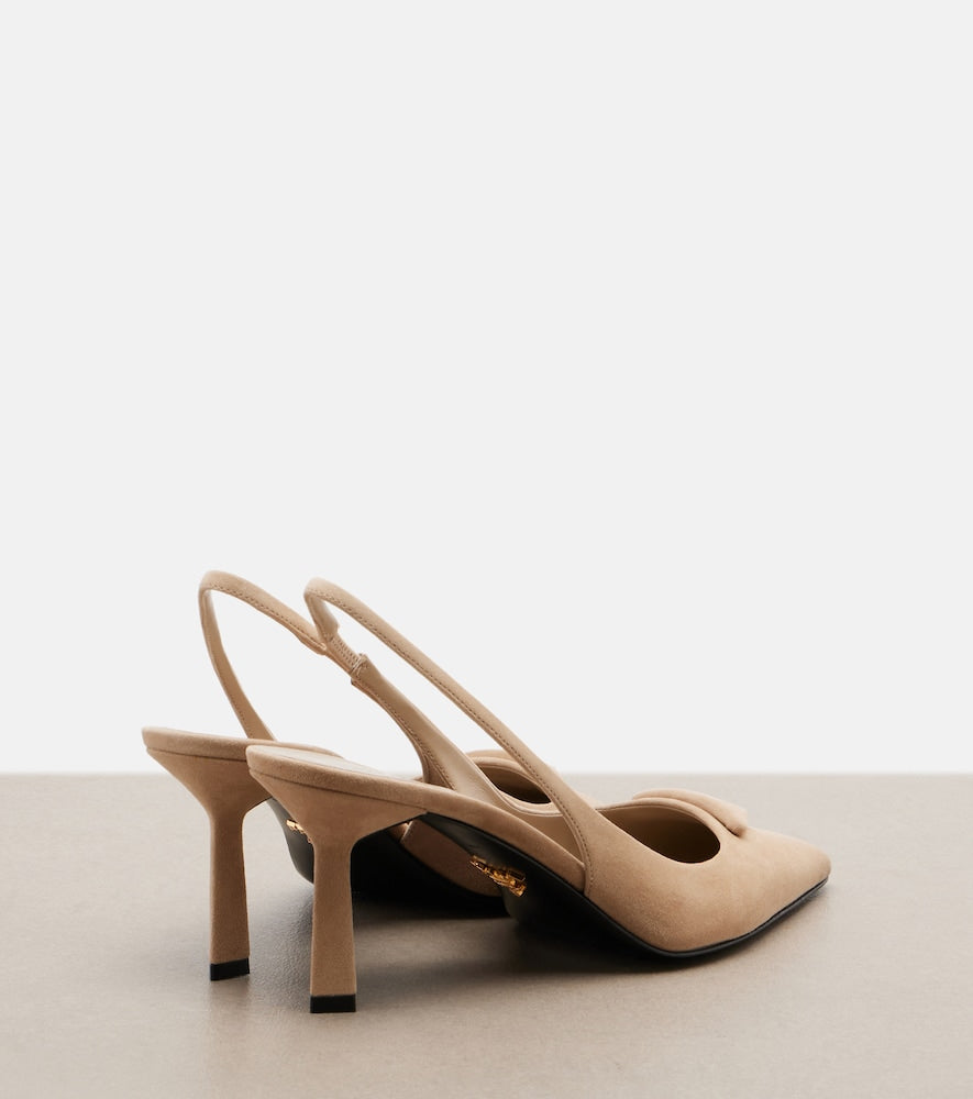 Prada Suede slingback pumps (Beige) - Mid Heel Pumps