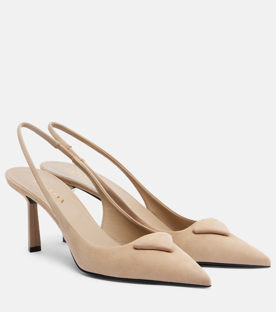 Prada Suede slingback pumps (Beige) - Mid Heel Pumps