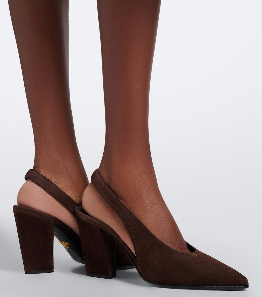 Brown Prada Suede slingback pumps - Mid Heel Pumps