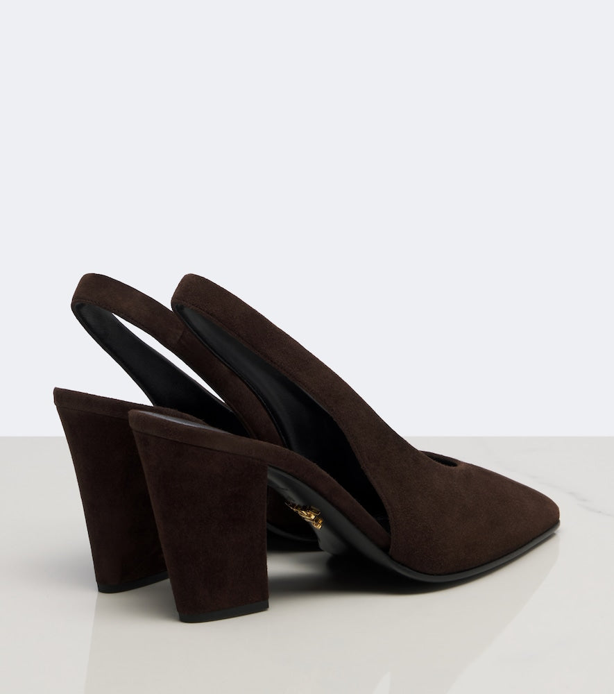Brown Prada Suede slingback pumps - Mid Heel Pumps