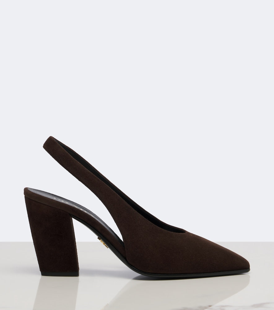Brown Prada Suede slingback pumps - Mid Heel Pumps