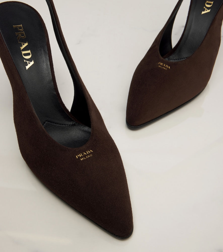 Brown Prada Suede slingback pumps - Mid Heel Pumps