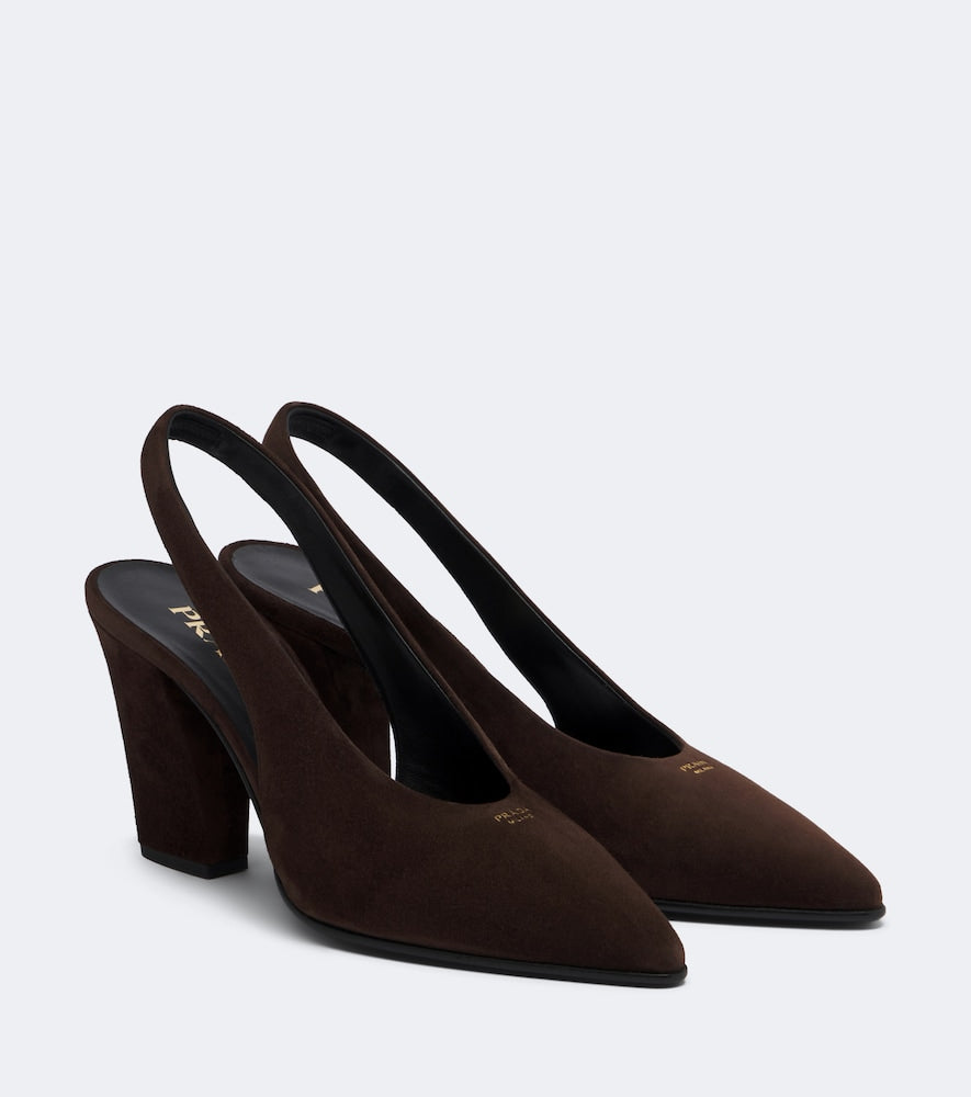 Brown Prada Suede slingback pumps - Mid Heel Pumps
