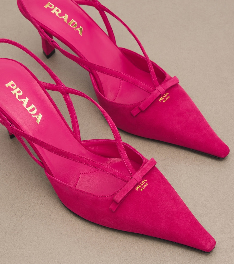 Prada Suede slingback pumps in Pink - Mid Heel Pumps