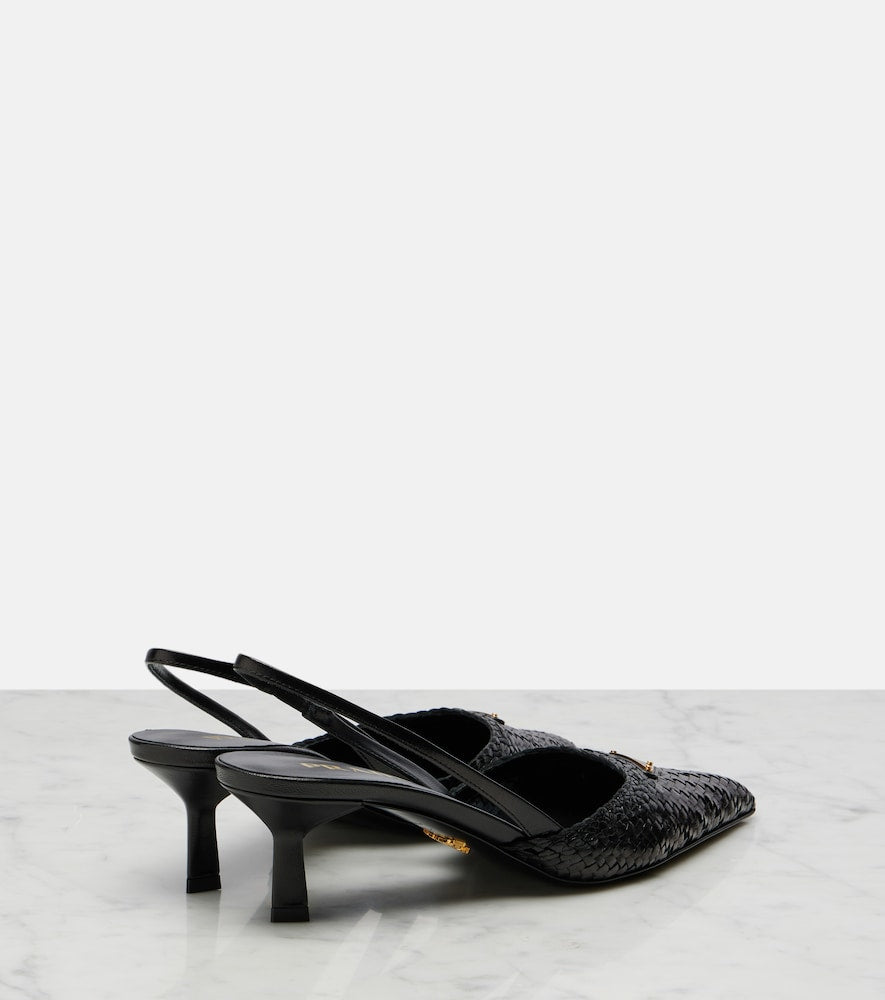 Prada Woven leather slingback pumps in Black - Mid Heel Pumps