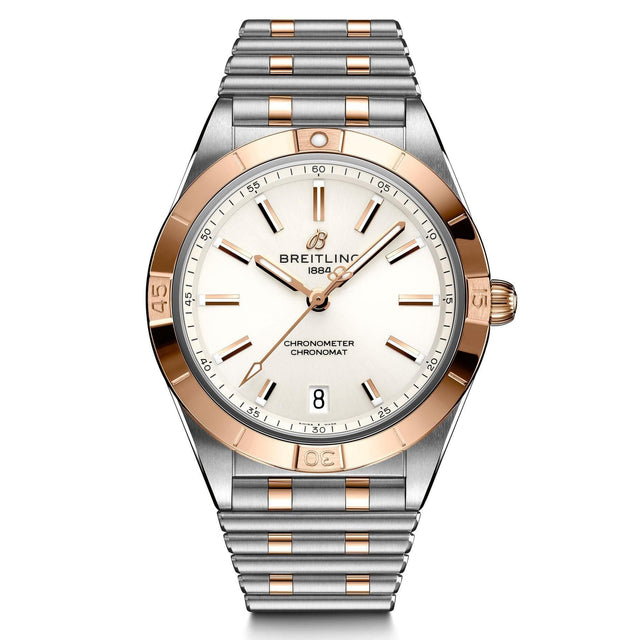 Previously Owned Breitling Chronomat Automatic 36 White Dial Steel and Red Gold Watch - U10380101A1U1