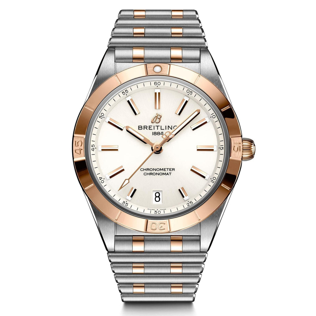 Previously Owned Breitling Chronomat Automatic 36 White Dial Steel and Red Gold Watch - U10380101A1U1