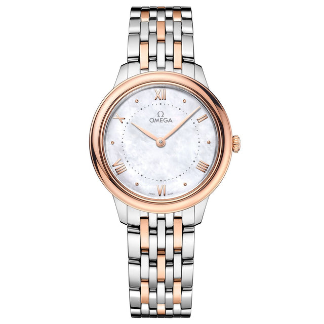 Previously Owned OMEGA De Ville Prestige Quartz Mother-of-Pearl Dial Steel and Sedna Gold Watch | 30mm | O43420306005001