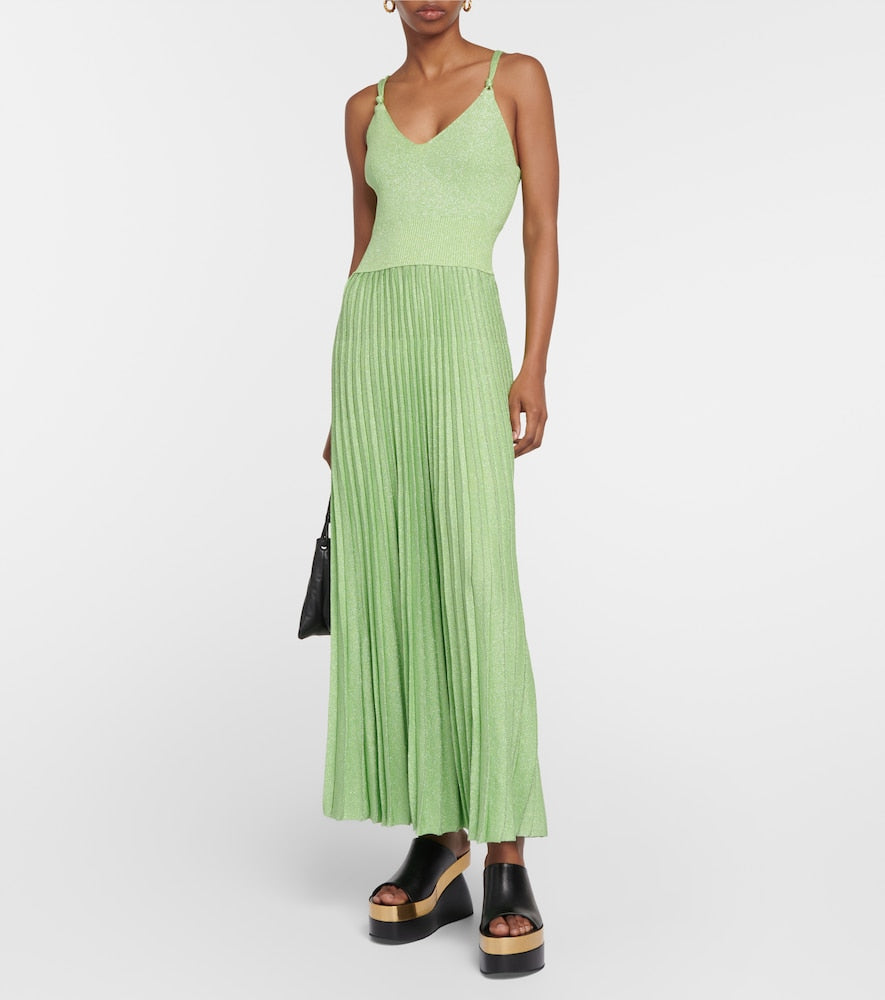 Proenza Schouler Pleated metallic knit maxi dress
