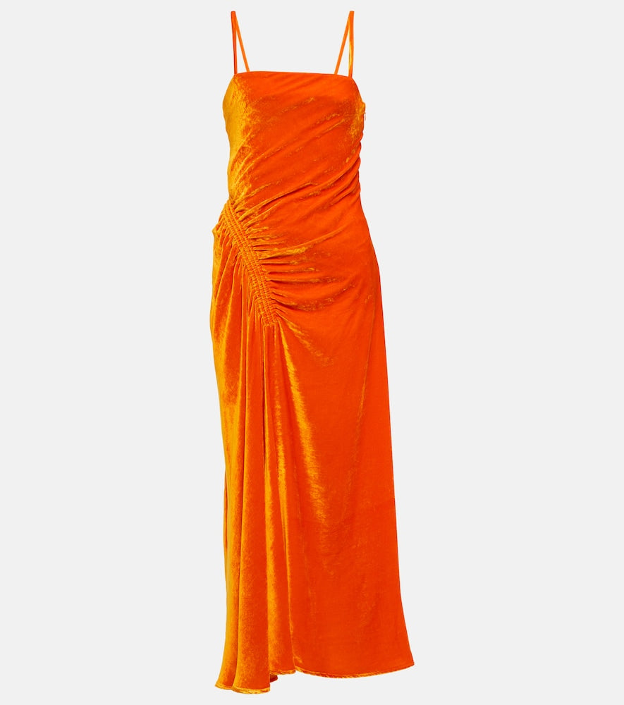 Proenza Schouler Ruched velvet midi dress. Proenza Schouler 褶皱丝绒中长连衣裙