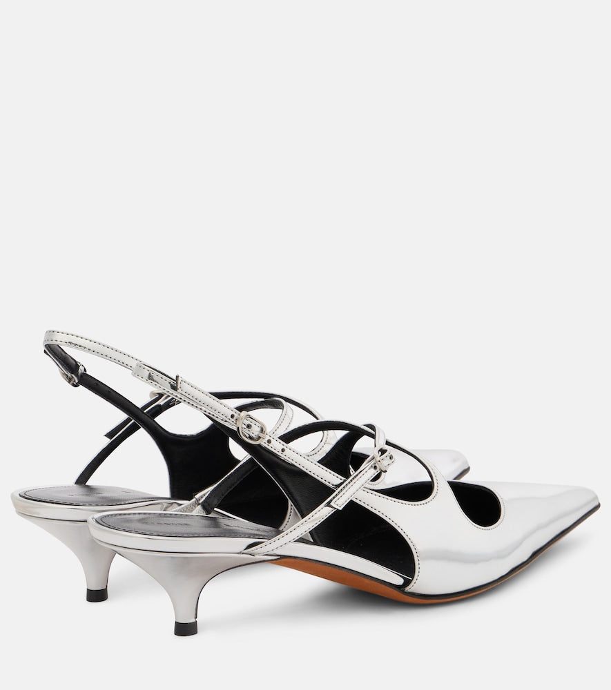 Proenza Schouler Slash 40 mirrored leather slingback pumps