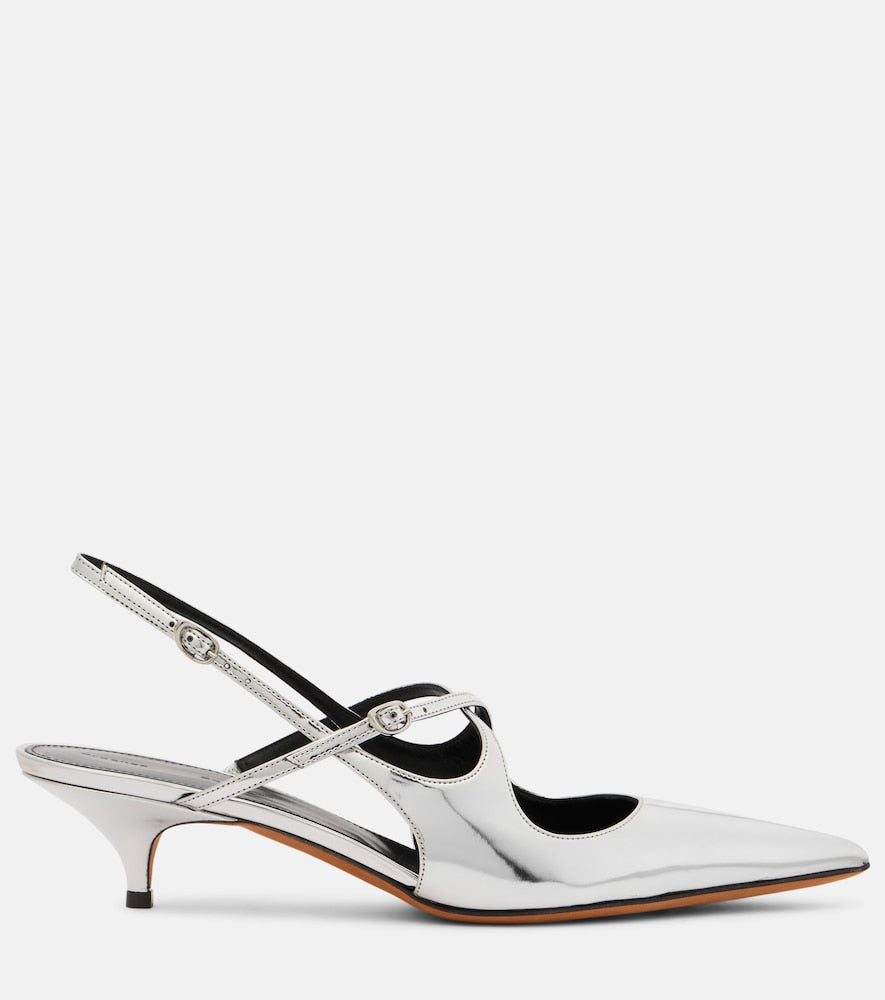 Proenza Schouler Slash 40 mirrored leather slingback pumps
