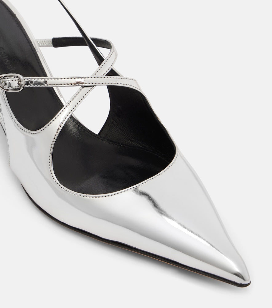 Proenza Schouler Slash 40 mirrored leather slingback pumps