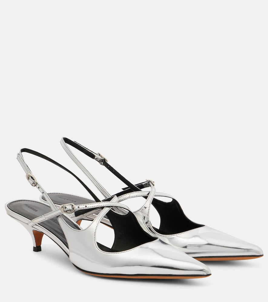 Proenza Schouler Slash 40 mirrored leather slingback pumps