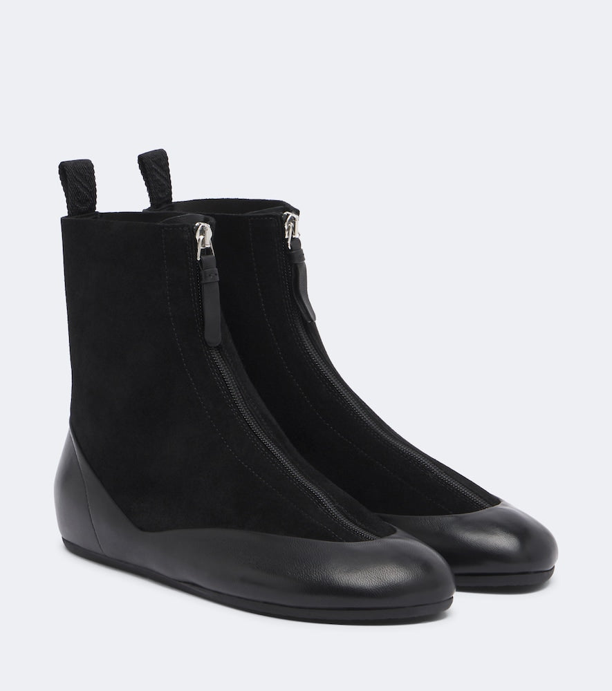 Proenza Schouler Arcadia leather-trimmed suede ankle boots in Black - Flat Boots