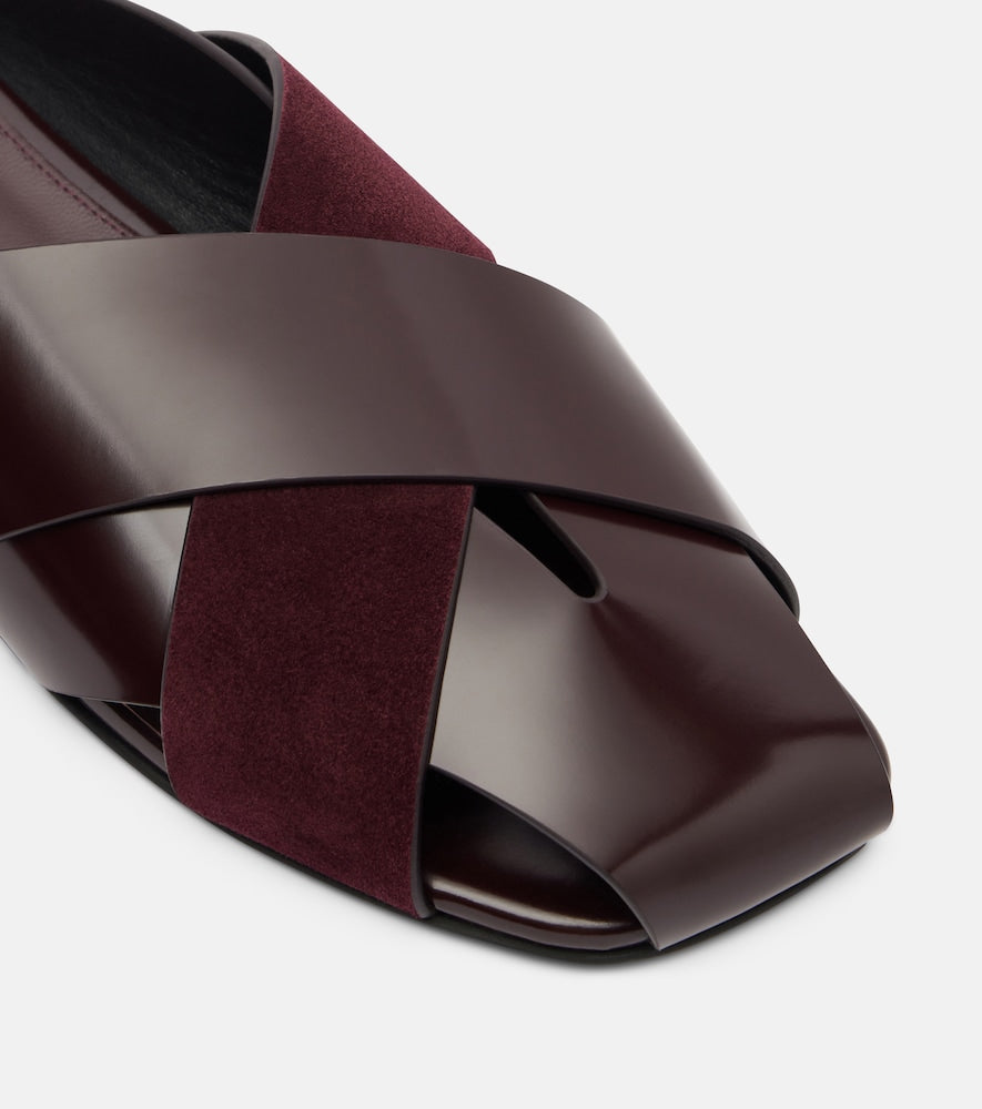 Proenza Schouler Slant leather sandals in Burgundy - Mules