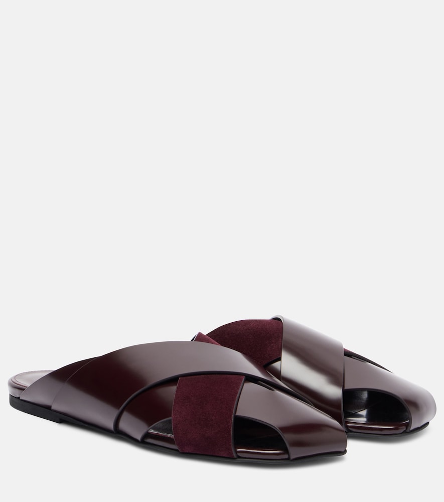 Proenza Schouler Slant leather sandals in Burgundy - Mules
