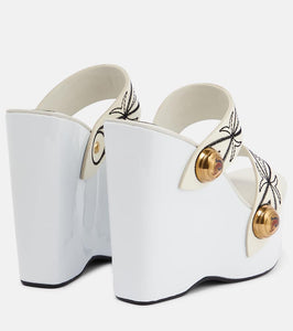 Pucci Embroidered leather wedge sandals