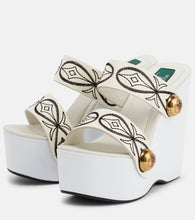 Pucci Embroidered leather wedge sandals
