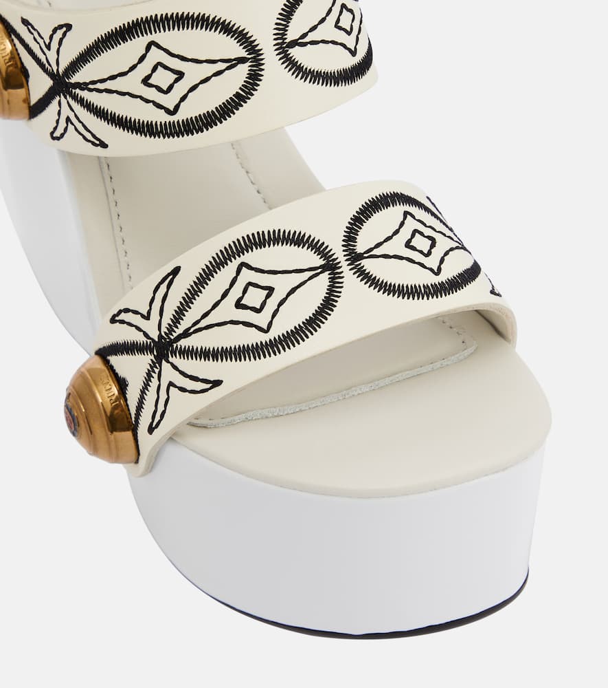 Pucci Embroidered leather wedge sandals