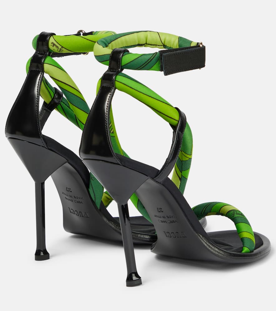 Pucci Iride leather-trimmed satin sandals