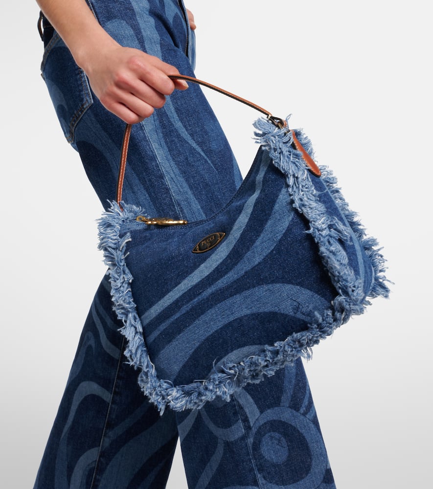 Pucci Marmo fringed denim shoulder bag