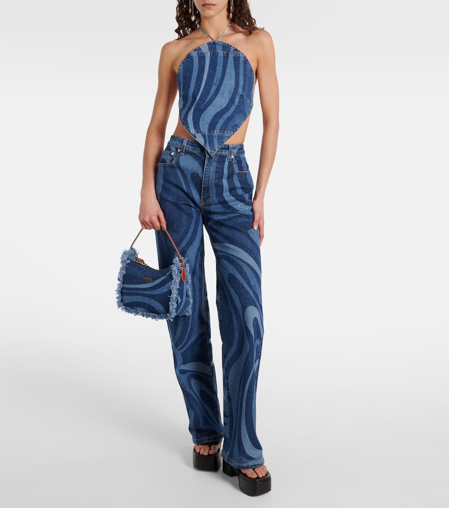Pucci Marmo fringed denim shoulder bag