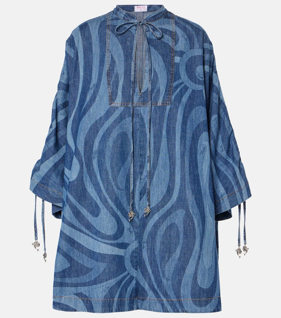 Pucci Marmo-print denim kaftan