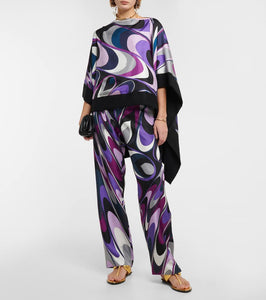 Pucci Printed silk and wool poncho blouse