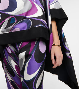 Pucci Printed silk and wool poncho blouse