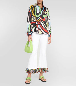 Pucci Printed silk twill thong sandals