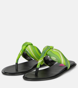 Pucci Printed silk twill thong sandals