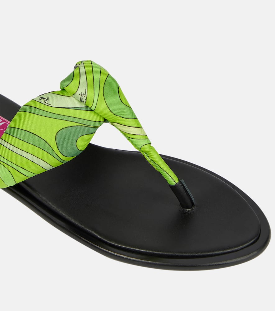 Pucci Printed silk twill thong sandals